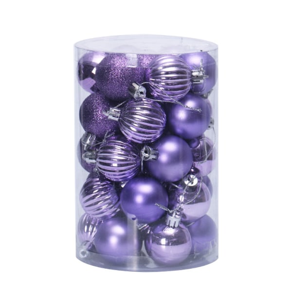 34 st julbollsprydnader Set för julgran purple