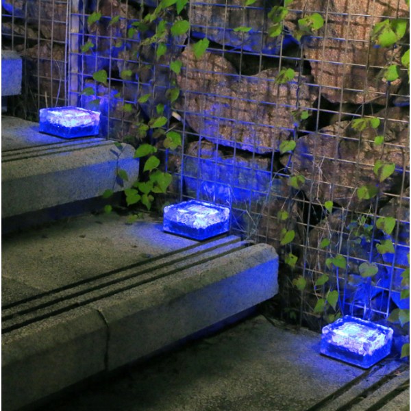 Solar Brick Lights Utomhus Landskap Light Ice Cube Light blue