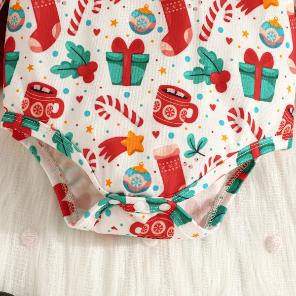 Babyflicka Julklänning Långärmad Julset Green 6-9M