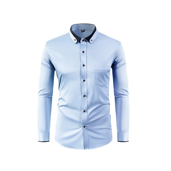 Herrskjortor Långärmad Business Casual Knappskjorta Light Blue 39