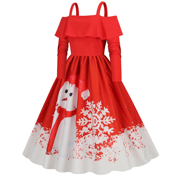 Vinter Julekjole Kvinder, Mode Dame Vintage Julefestkjole Style 3 XL