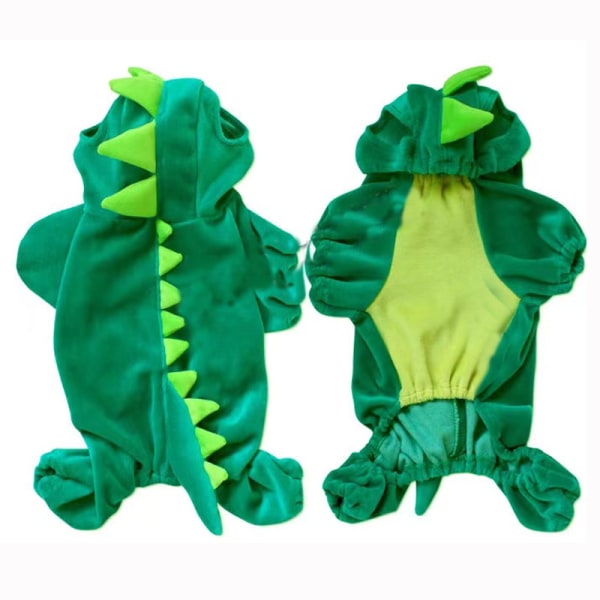 Halloween Dinosaur Hoodie Kostume til Hunde Green S