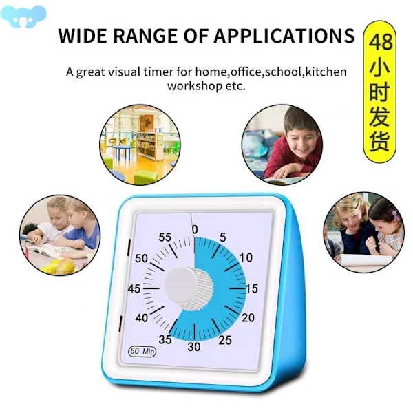 60-Minutters Visuel Timer, Klassetimer, Nedtællingstimer til Børn og Voksne Red