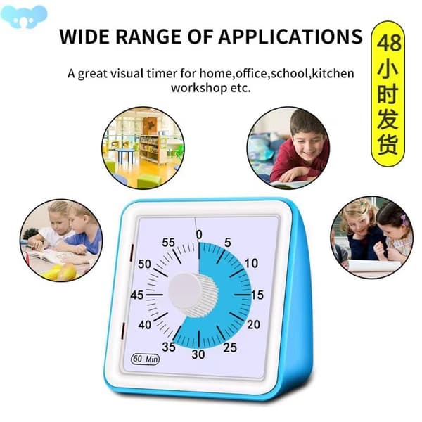60-minutters visuell timer, klasseromtimer, nedtellingstimer for barn og voksne Blue
