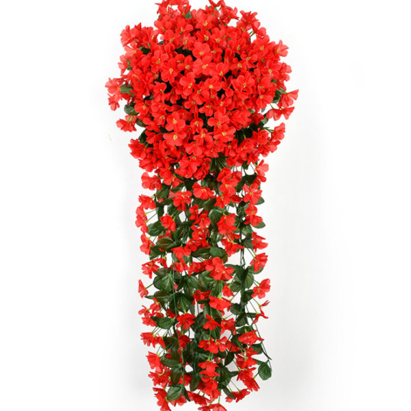 2-pack Konstgjorda Hängande Blommor Växter red