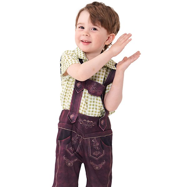 Barn Oktoberfestdräkt Pojkar Bayeriska Lederhosen Dräkt Green M