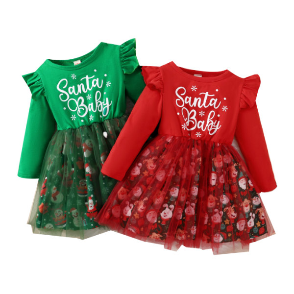 Baby Girls Julklänning Semesterklänning green 110cm