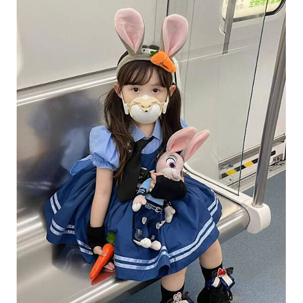 Anime Tegneserie Kanin Politibetjent Pige Cos Tøj 150CM