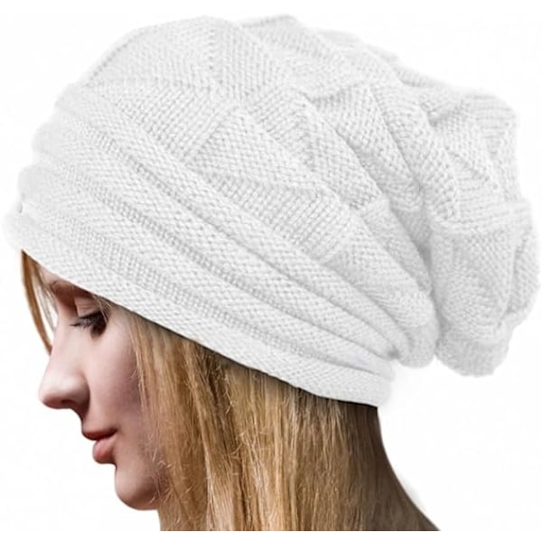 Varme, tykke, bløde kabelstrikkede damer beanies White