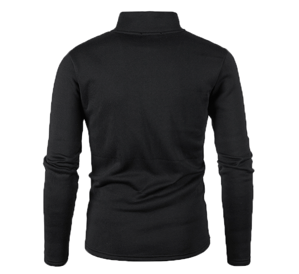 Herrar Tröja Placket Zip Solid Färg Mocka Halsjacka Black XXL