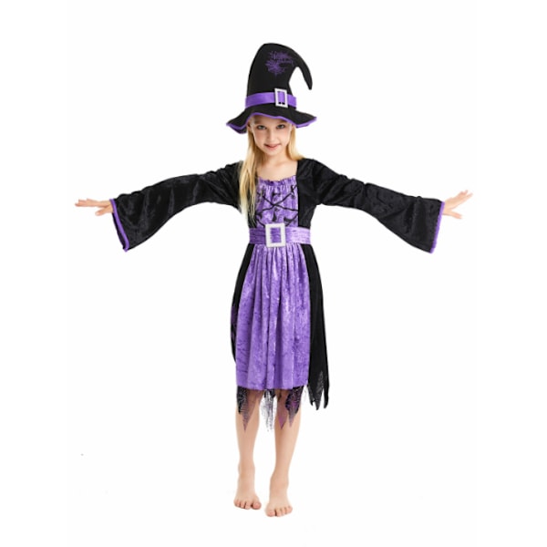 Halloween häxa kostym Set klänning hatt för Halloween M