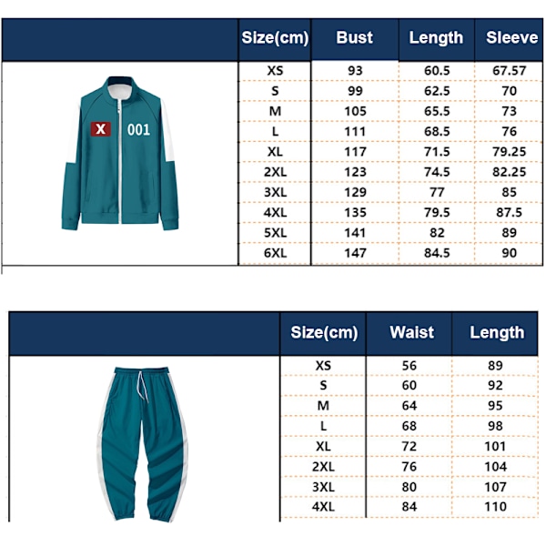 Squid Game -pelaajan puku, urheilupuku juhliin ja naamiaisiin Blue 001 6XL