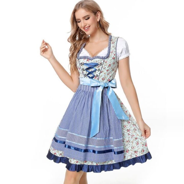 Oktoberfestdräkt för kvinnor Cosplaydräkt Blue L