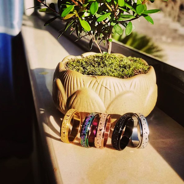 Angstring til kvinder og mænd, titanium rustfrit stål spinnering Rose Gold 5