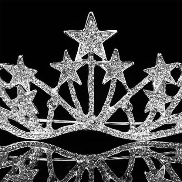 Vofler Guld Tiara Hovedbånd Hovedpynt Krystal Rhinestone Hår Smykker Silver