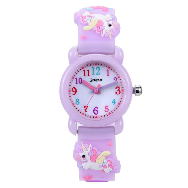 Kids Unicorn Watch 3D Cartoon Waterproof Watch Light Purple