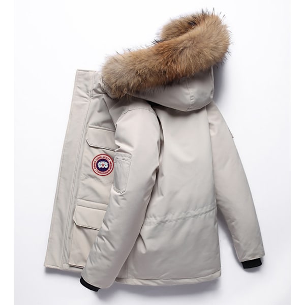 Mænds Tyk Vinterjakke, Varmt Parker Hættejakke White 2XL