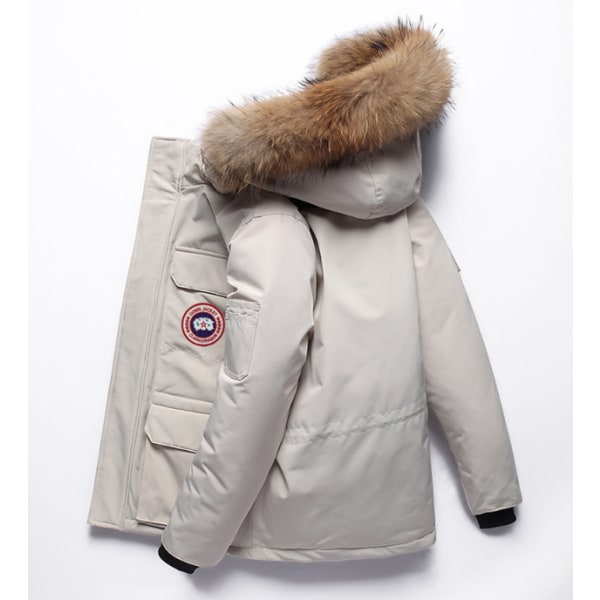 Mænds Tyk Vinterjakke, Varmt Parker Hættejakke White 4XL