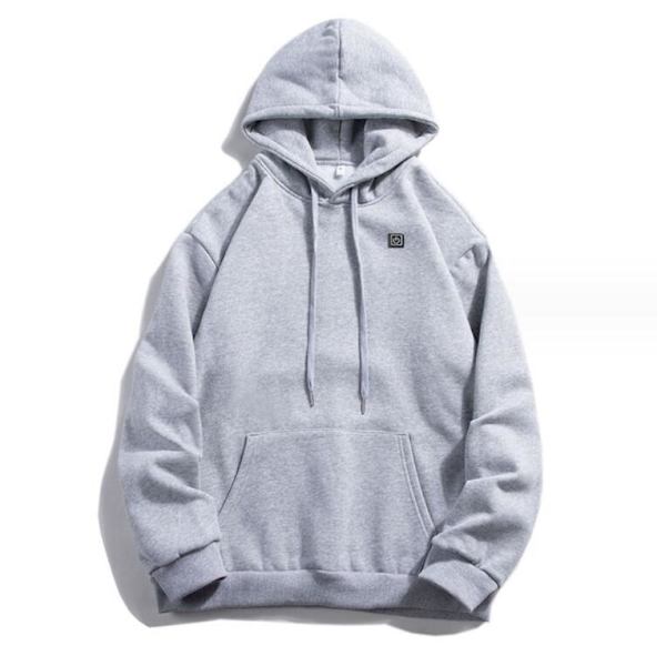Mænds Casual Hættetrøje med USB Opvarmning Grey L
