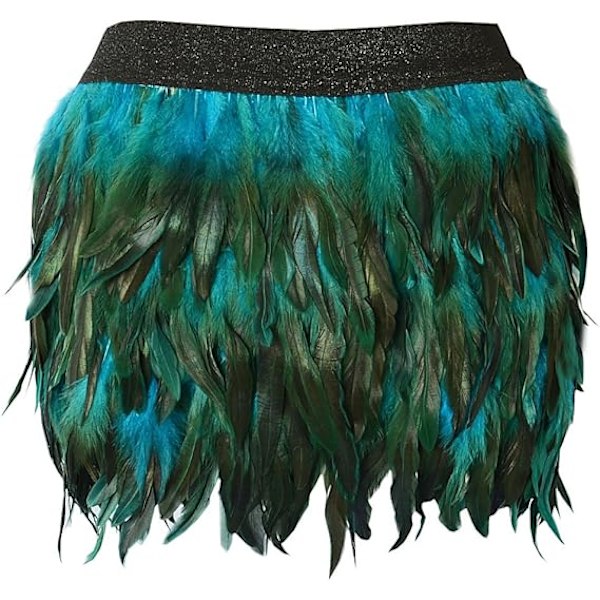 Dame Sexy Naturlig Fjærskjørt Mote Kort Mini A-linje Fjærbelagt Tutu Skjørt Lake Blue S