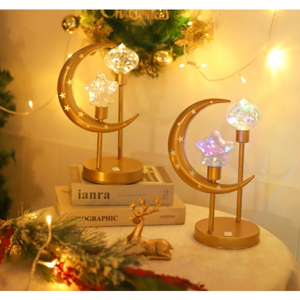 LED Magic Moon Nattlampe | Bordlampe med stjerner | Dekorativ stjerne | Dekorativ kule