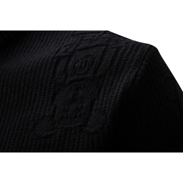 Herrar Rundhals Stickad Tröja Slim Fit Lätt Casual Twist Mönstrad Kabel Stickad Tröja Black M