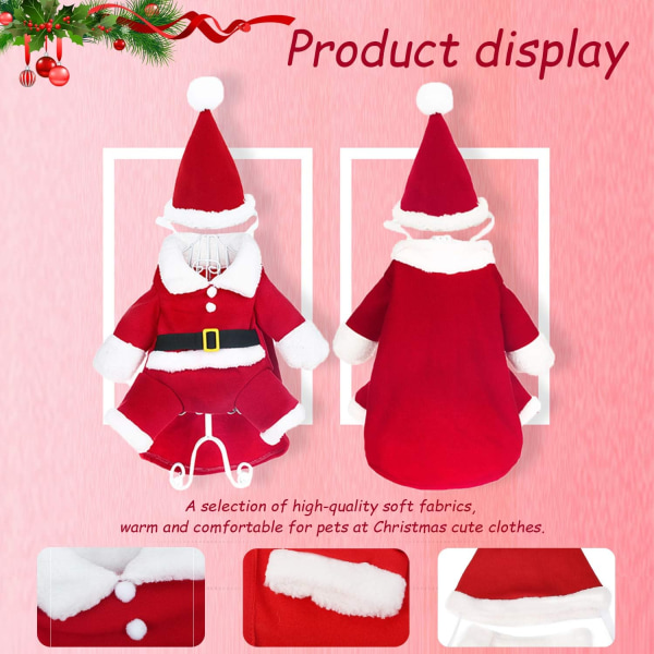 Jultomte Kostym för Små Hundar, Julkläder för Husdjur Style2 XL