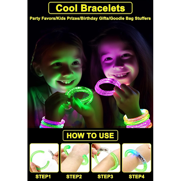 6st Glow Sticks LED-armband lyser upp leksaker Round