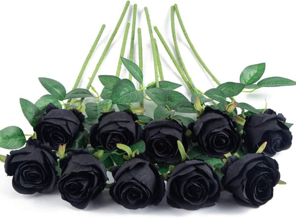 10 kpl Teko-ruusuja Pitkällä Varrella, Silkki-ruusut Black