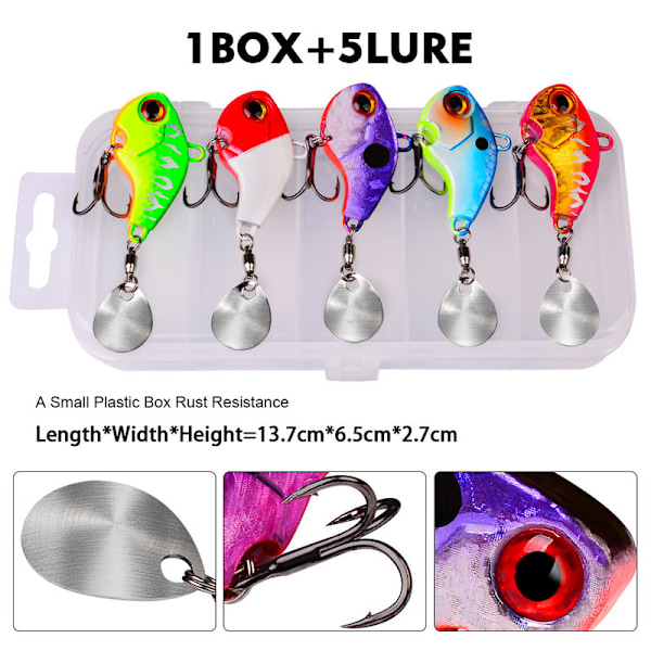 Metall Fiskedrag Långkastande Bete Fiske Jigg Set 10G/5PCS