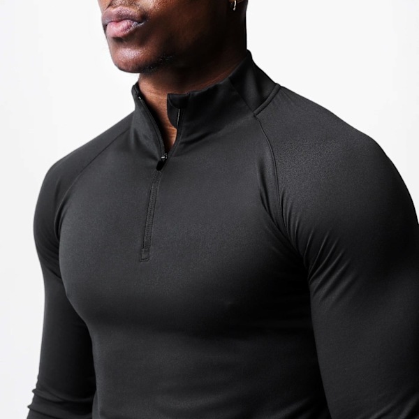 Herrar Långärmad Pullover Snabbtorkande Sweatshirt Topp Black 4XL