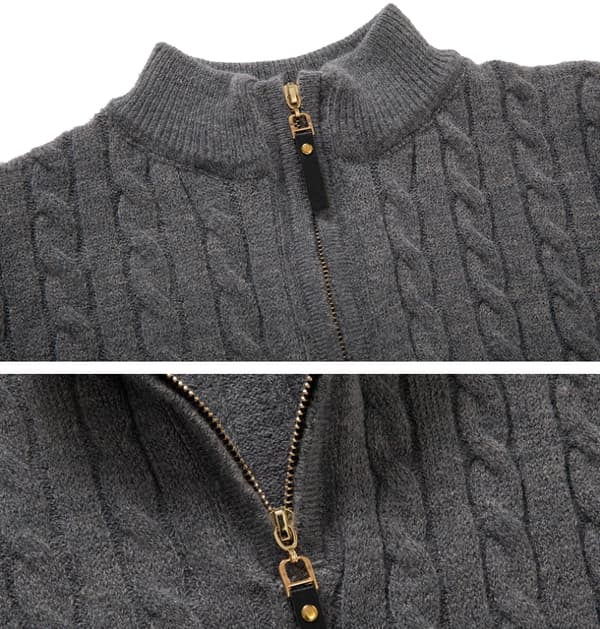 Slim Fit Pikétröja med dragkedja för män black M