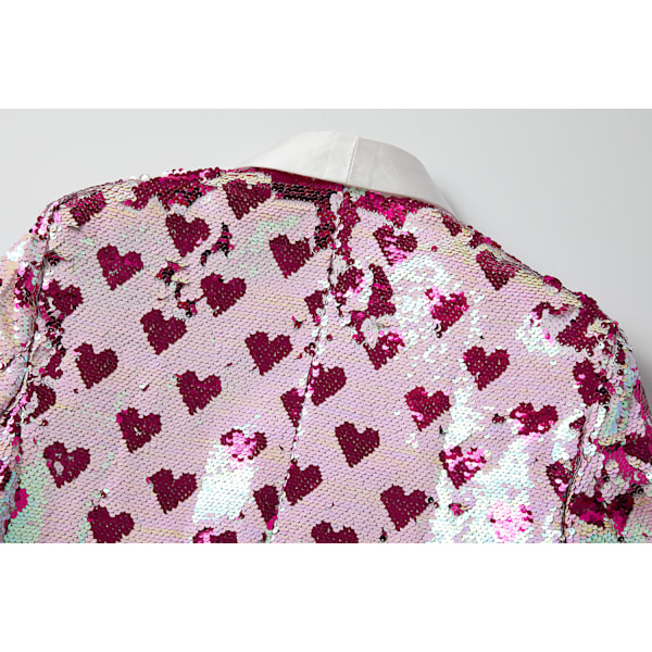 Stilig hjertetrykt sequin smokingjakke for menn XS