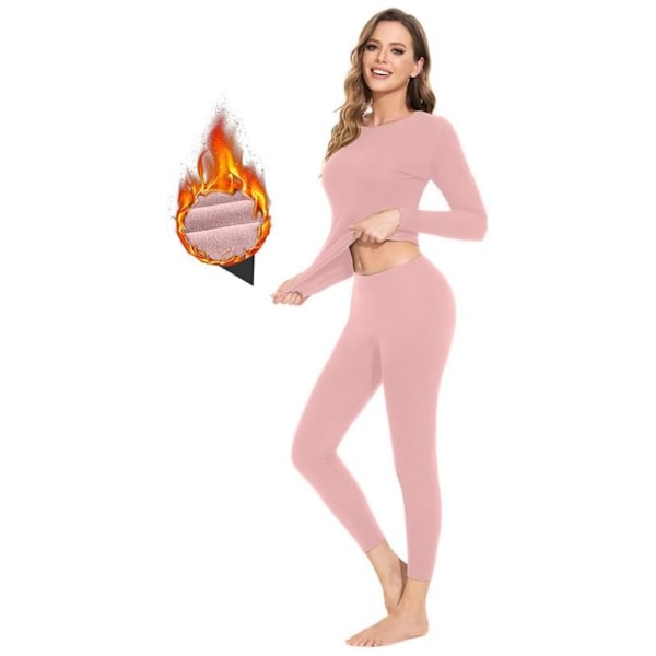 Varmställ för kvinnor, Ultratunna Långkalsonger, Baslager Pink M