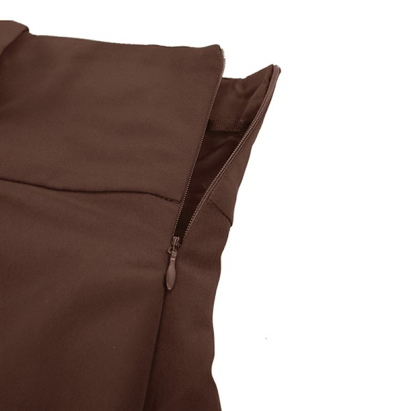 Naisten Goth Steampunk -hame Korkea vyötärö Merirosvo Midi A-linjainen hame Brown XL