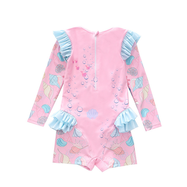 Flickor En Delig Baddräkt Långärmad Baddräkter Pink Blue 2XL
