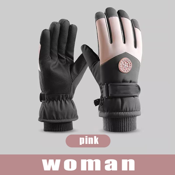 Skidhandskar för Män Kvinnor Vattentäta Snö Skidhandskar för Vinter Snowboard Grey-pink