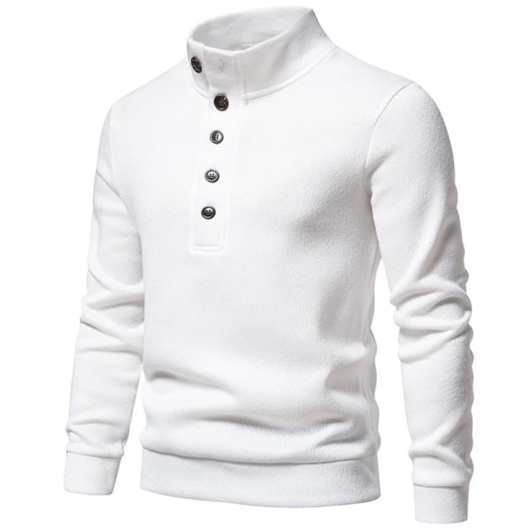 Turtleneck-tröja för män Casual Stickad Pullover-tröja White 2XL