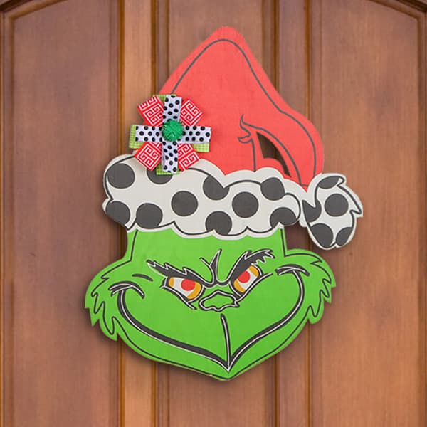 Julepynt til Fordøren - Grinch Juledekoration Polka dot