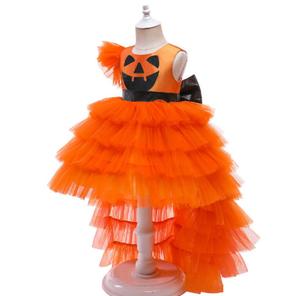 Flickor Pumpkin Ghost Fancy Kostym Halloween Klänning M