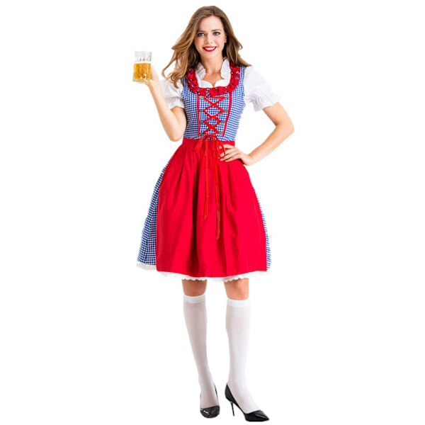 Damkläder Oktoberfestklänning Tysk Dirndlklänning 2-delad för Bayerisk Karneval L