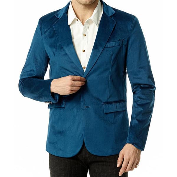 Velvet Slim Fit Solid Color Blazer för män Blue S