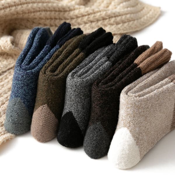 Herrstrumpor Tjockstickad Varm vinterstrumpa khaki