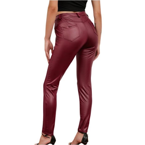 Leggingsbyxor i konstläder för kvinnor wine red M