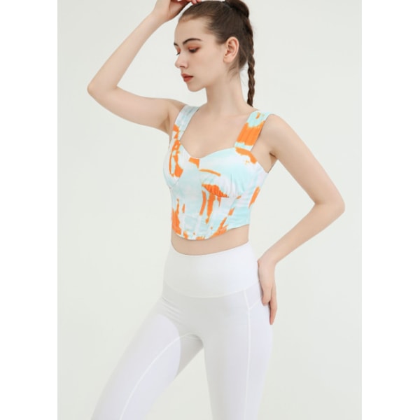 Sport med bröstkuddar multi-color printing bh evening sunset l