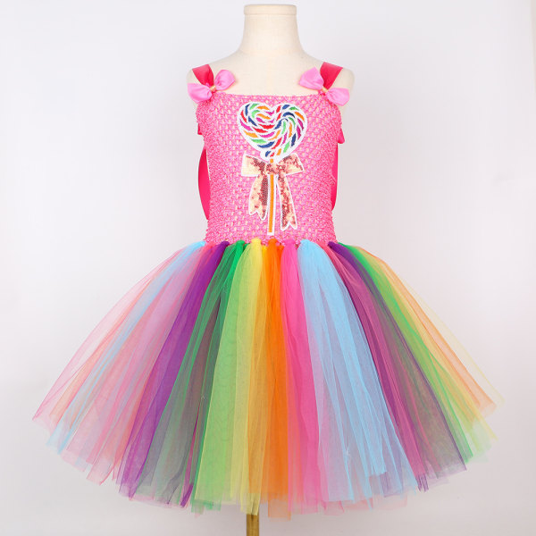 Sateenkaari Candy Tutu-mekko tytöille hiuspannalla, syntymäpäiville, karnevaaleille ja juhliin Style 2 6-7Y