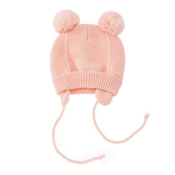 Barn vinter stickade mössa handskar set pink