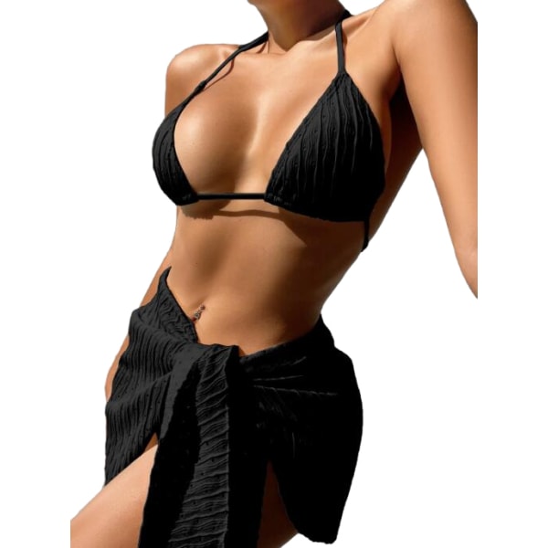 Rygglös sexig baddräkt i enfärgad bikini Black M