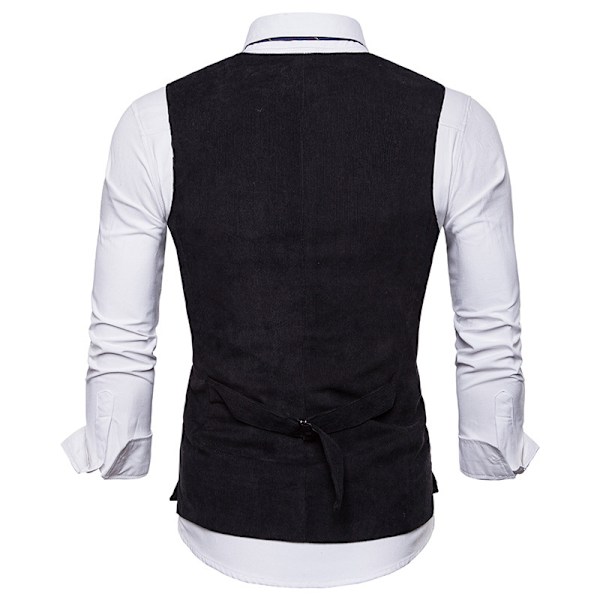 Miesten Korduroliivi V-kaula Vintage Liivi Hihaton Takki Black S