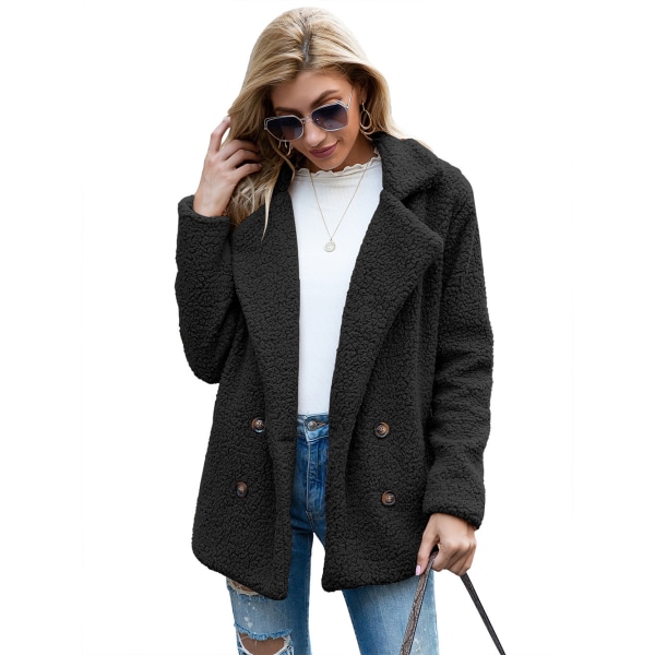 Dam Faux Shearling Shaggy Oversized Shacket Jacka Black L